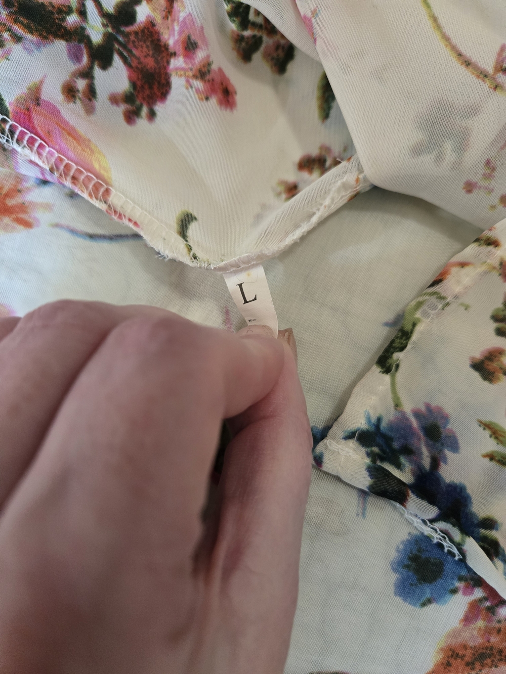 Cream Floral Caftan Robe L - Picture 4 of 7